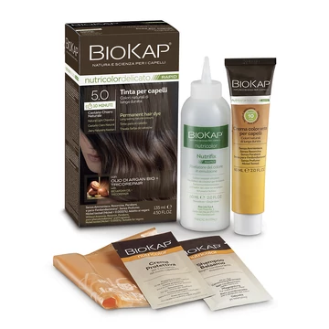 Biokap NutriColor Rapid tartós hajfesték Nr 5.0 Natural Light Chestnut, 135 ml