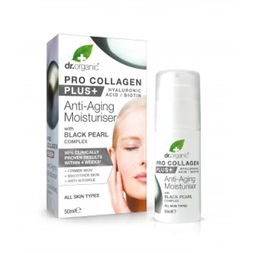 Dr Organic Pro Collagen Anti-Aging hidratáló arckrém fekete gyönggyel, 50 ml
