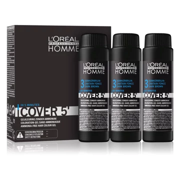 Loreal Homme -COVER 5- színező zselé - 3 - SÖTÉTBARNA 3x50 ml