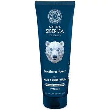 Natura Siberica Northern Power 3 az 1-ben tusfürdő, haj- és szakállmosó férfiaknak, 200 ml