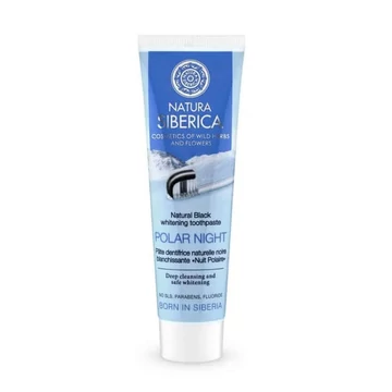 Natura Siberica Polar Night natúr fekete fogkrém fehérítő hatással, 100g