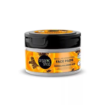 Organic Shop micellás hidratáló arctisztító korongok papayával és hialuronsavval, 20db