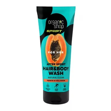 Organic Shop sportolás utáni sampon és tusfürdő papayával és kollagénnel, 200 ml