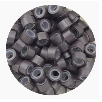 Szilikonos mikrogyűrű hajhosszabbításhoz 5 mm sötétbarna, 200 db