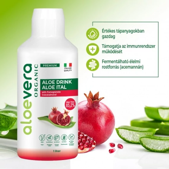 Aloe Vera Organic Prémium Ital gránátalmával, 1 l