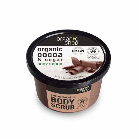 Organic Shop helyreállító testradír kakaóval és cukorral, 250 ml