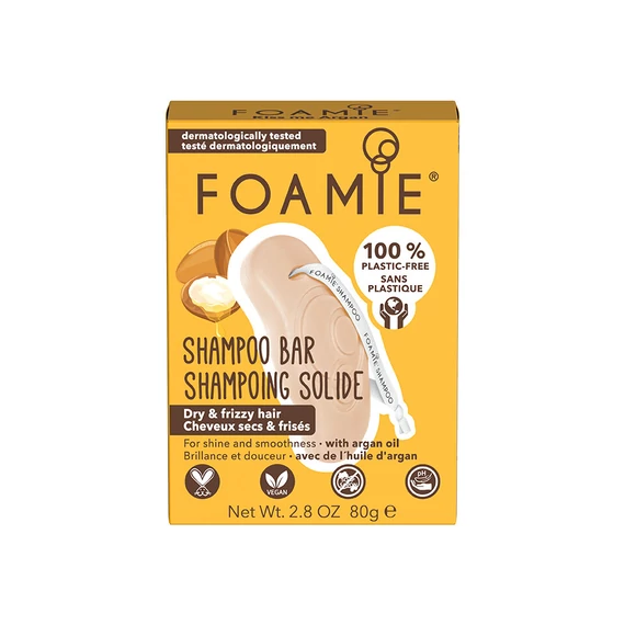 Foamie Kiss Me Argan szilárd sampon száraz és szöszös hajra, 80 g