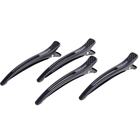 Framar Elastic Sectioning Clips hajcsipesz gumiszalaggal, fekete, 4 db
