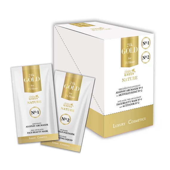 Golden Green Nature 24K Gold lehúzható alginát maszk aktiváló oldattal, 10 db