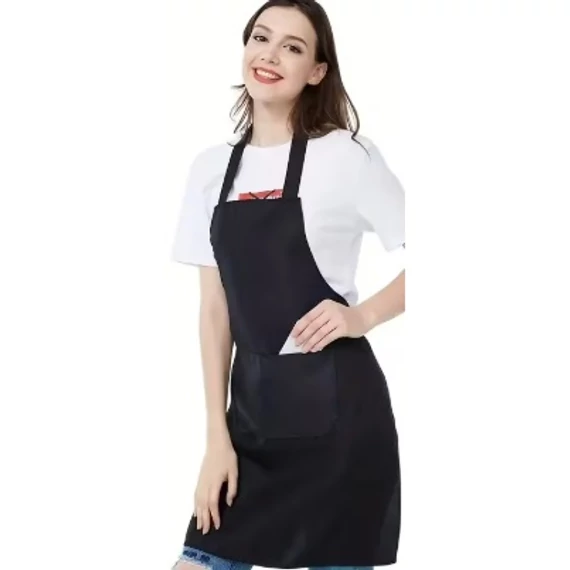 Hair Power állítható nyakpántos zsebes fodrász kötény, fekete