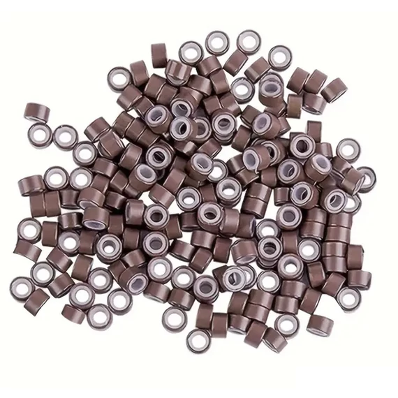 Szilikonos mikrogyűrű hajhosszabbításhoz 5 mm barna, 200 db