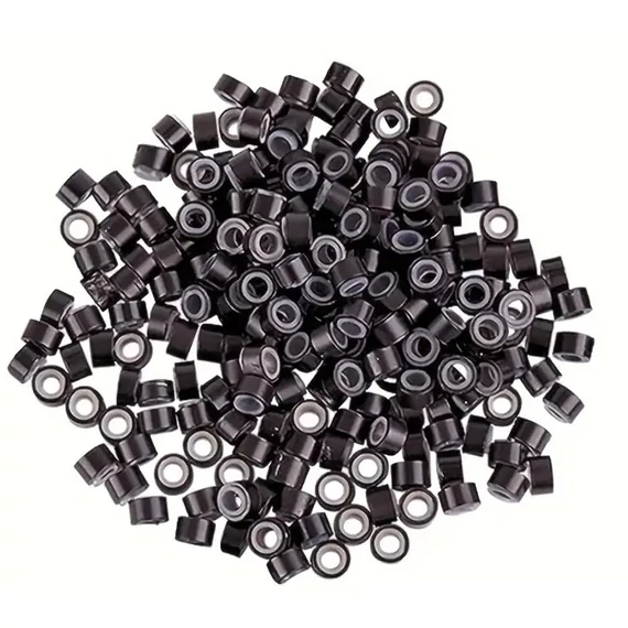 Szilikonos mikrogyűrű hajhosszabbításhoz 5 mm sötétbarna, 200 db