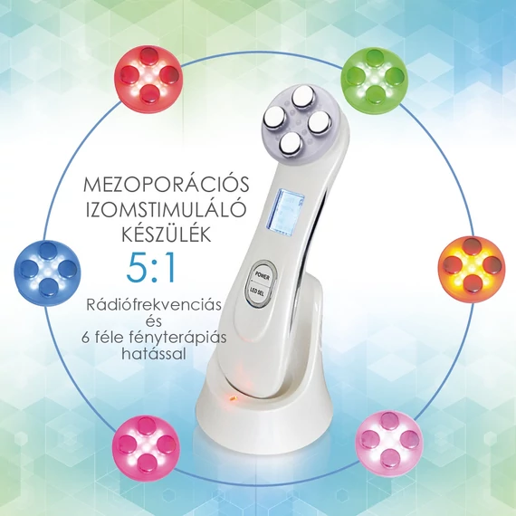 Mezoporációs 5:1 rádiófrekvenciás kozmetikai kezelőgép 6-féle fényterápiával WD-6813