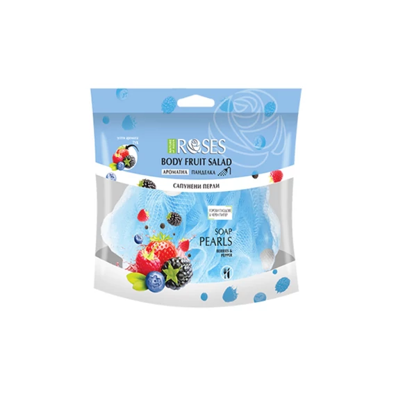 Nature of Agiva Roses Fruit Salad 2:1 Tusoló szivacs szappangolyókkal erdei gyümölcs illattal