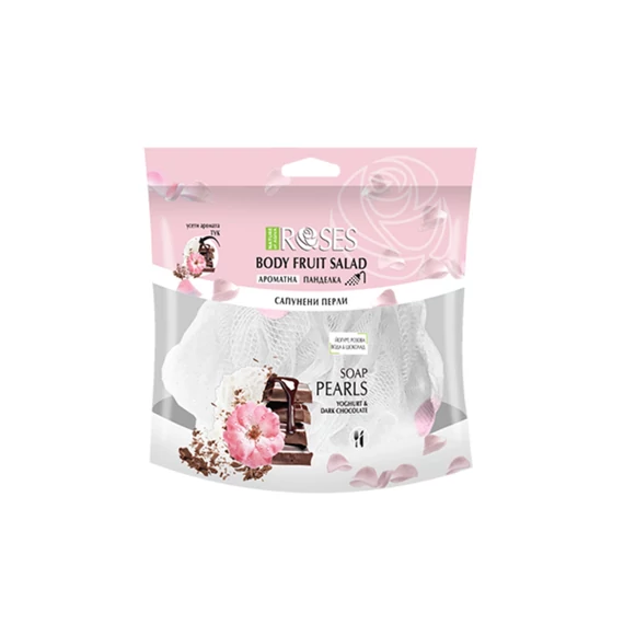 Nature of Agiva Roses Fruit Salad 2:1 Tusoló szivacs szappangolyókkal joghurtos csokoládé illattal