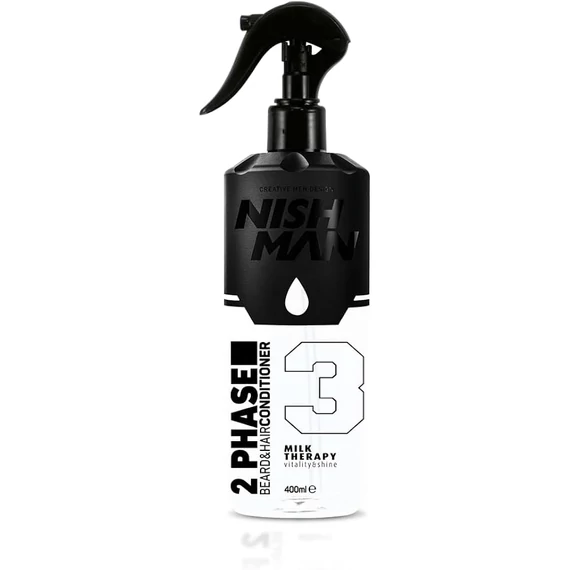 Nish Man 2 Phase szakáll és haj kondicionáló Milk Therapy, 400 ml