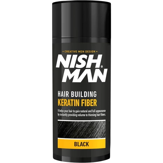 Nish Man Keratin Fiber hajdúsító és színező, fekete, 20g