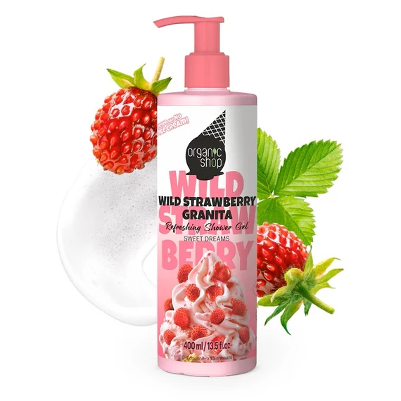 Organic Shop erdei szamócás Granita frissítő tusfürdő gél, 400 ml
