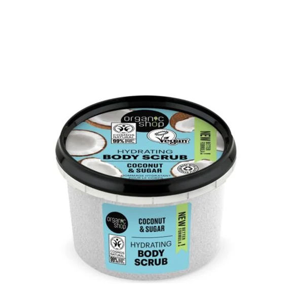Organic Shop hidratáló testradír kókusszal és cukorral, 250 ml