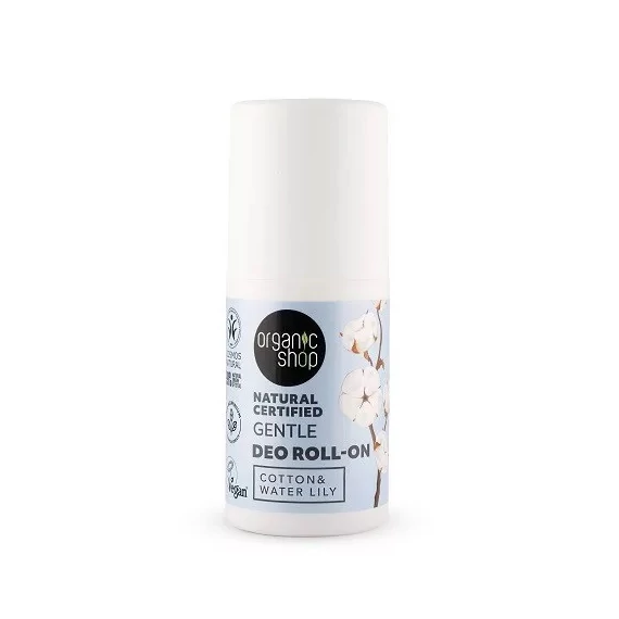 Organic Shop minősített golyós dezodor gyapottal és tavirózsával, 50 ml