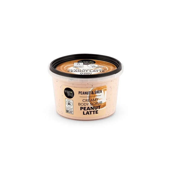Organic Shop Peanut Latte krémes testradír mogyoróval és shea vajjal, 250 ml