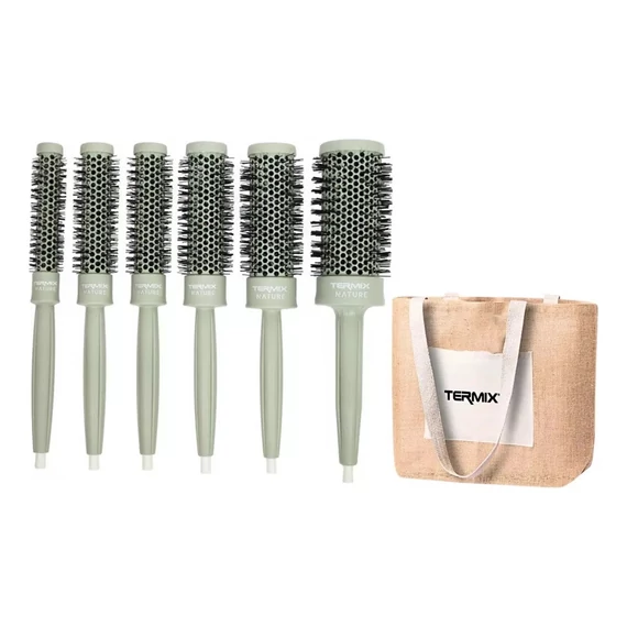 Termix Nature körkefe szett, 6 db (17, 23, 28, 32, 43 mm + Termix táska)